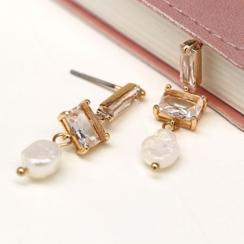 Golden, Crystal & Pearl Drop Earrings by Peace of Mind